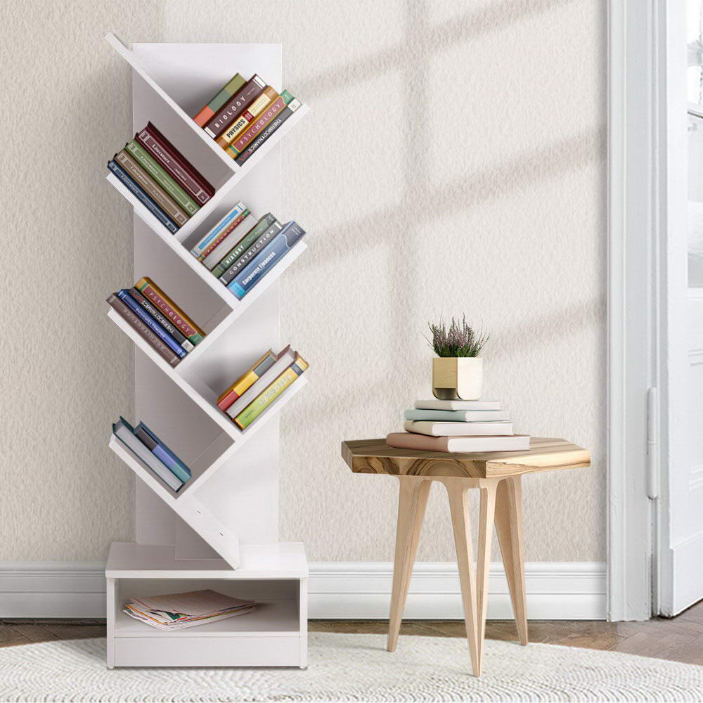 NNEDSZ Display Shelf 7-Shelf Tree Bookshelf Book Storage Rack Bookcase White