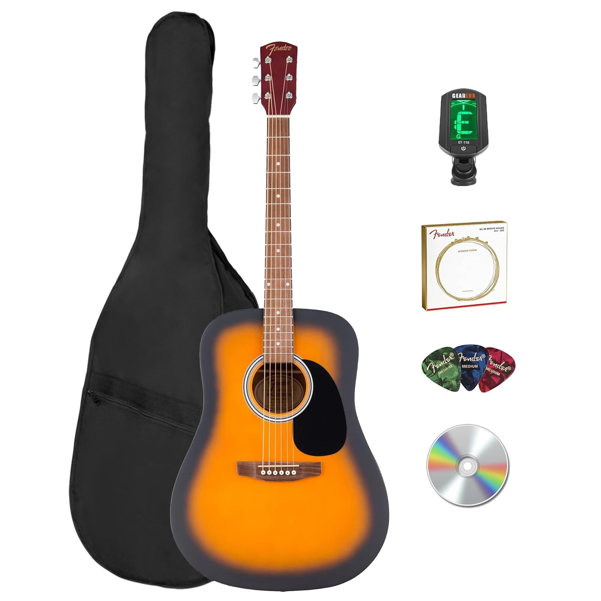Fender FA Series Dreadnought Acoustic Guitar - 2-Color Sunburst w/ Gig