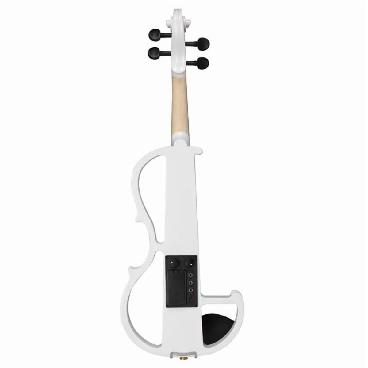 Full Size 4/4 Bunnel Edge Electric Silent Violin Set - White Finish wi