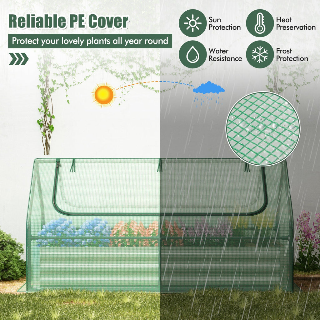 6 x 3 x 3 Feet Galvanized Raised Garden Bed with Greenhouse