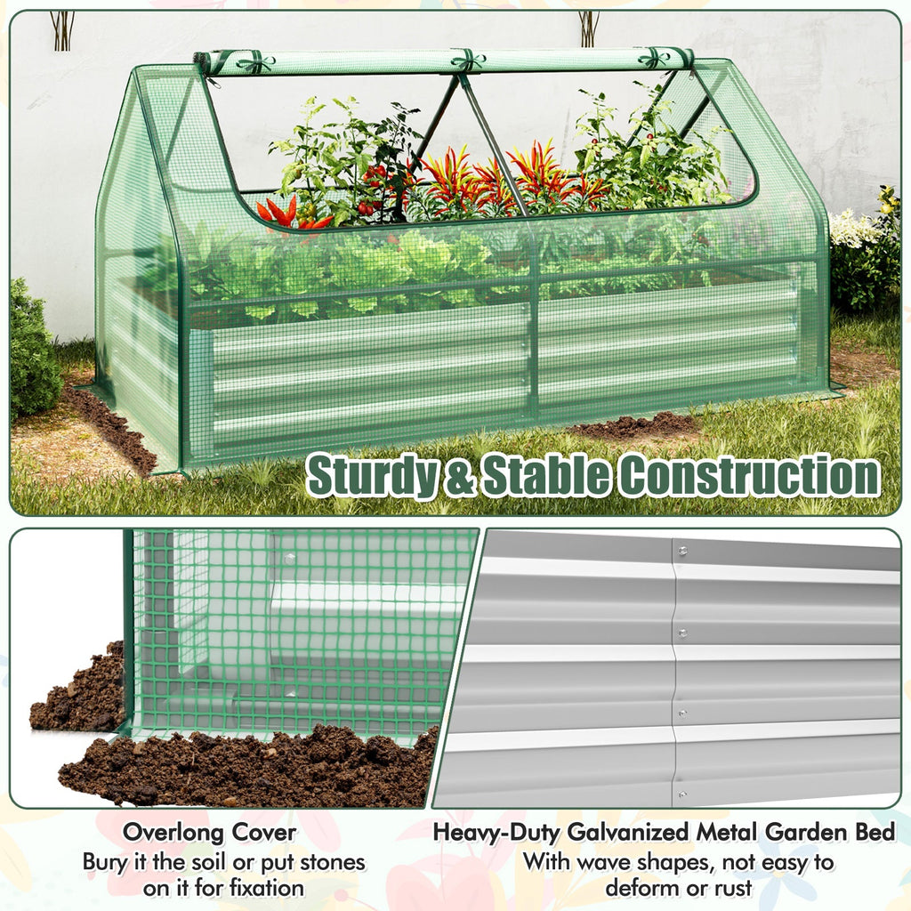 6 x 3 x 3 Feet Galvanized Raised Garden Bed with Greenhouse