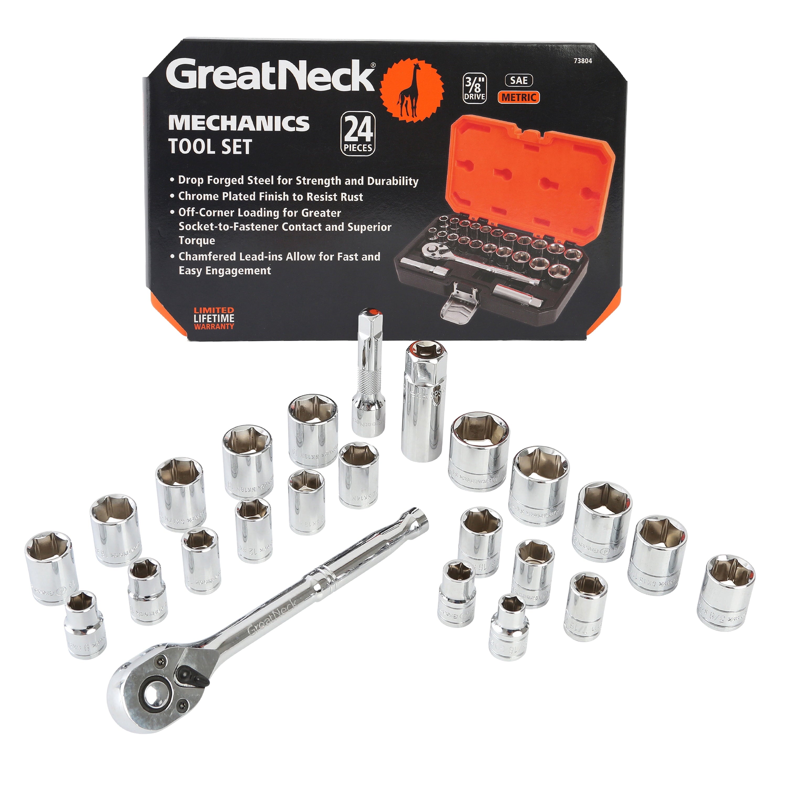 GreatNeck Mechanic's Tool Set, 30 Pieces, for Routine Auto Mainenance