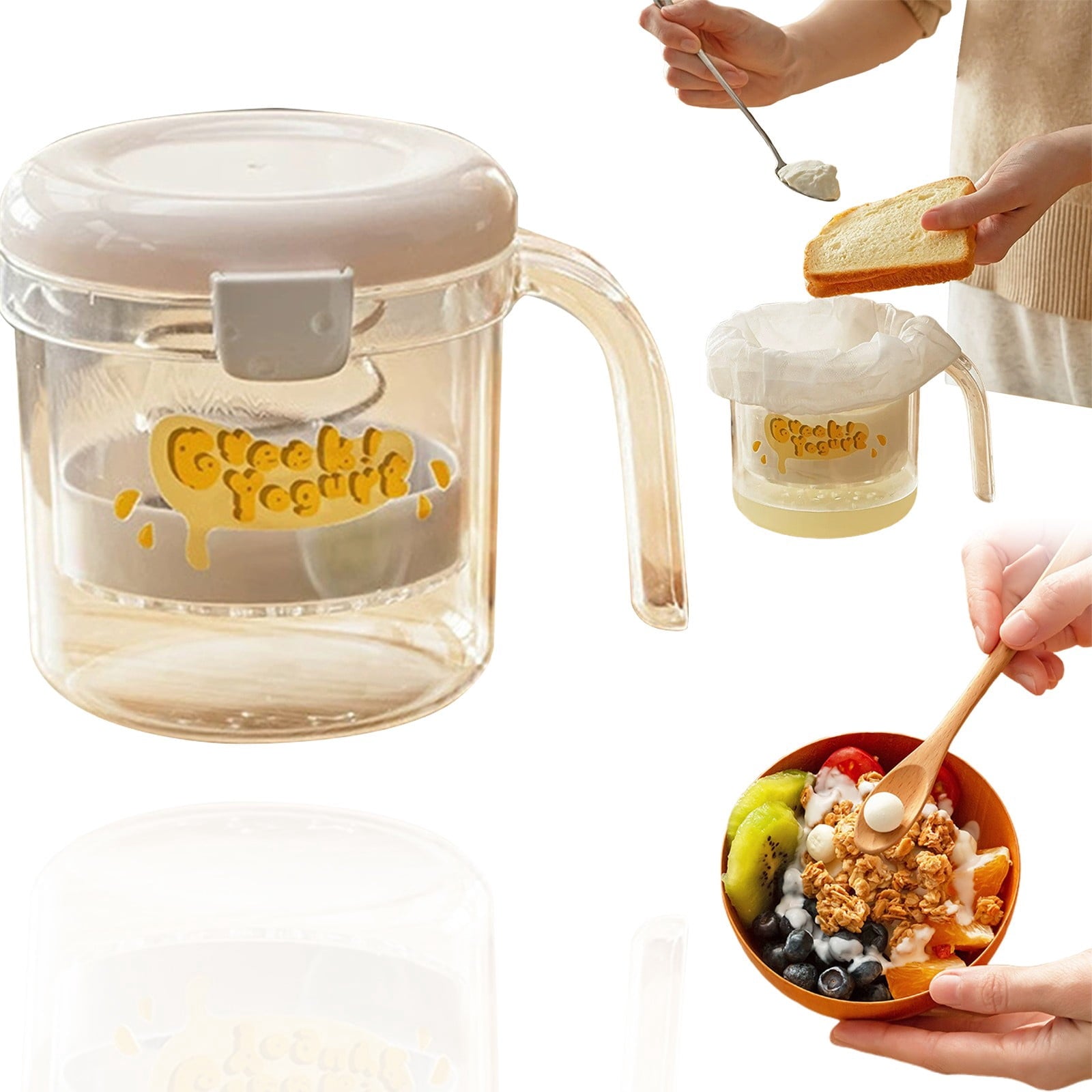 Greek Yogurt Strainer with Lid, Yogurt Maker, Yoghurt Filter with Ultr