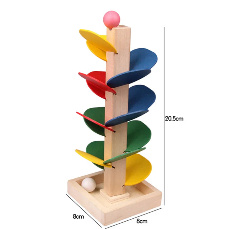 Montessori Wooden Educational Toy - Mini Colorful Tree Marble Ball Run