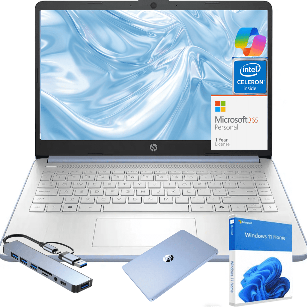 HP 14 Inch HD Laptop, Intel Celeron N150 up to 2.8GHz, 4GB 128GB Stora