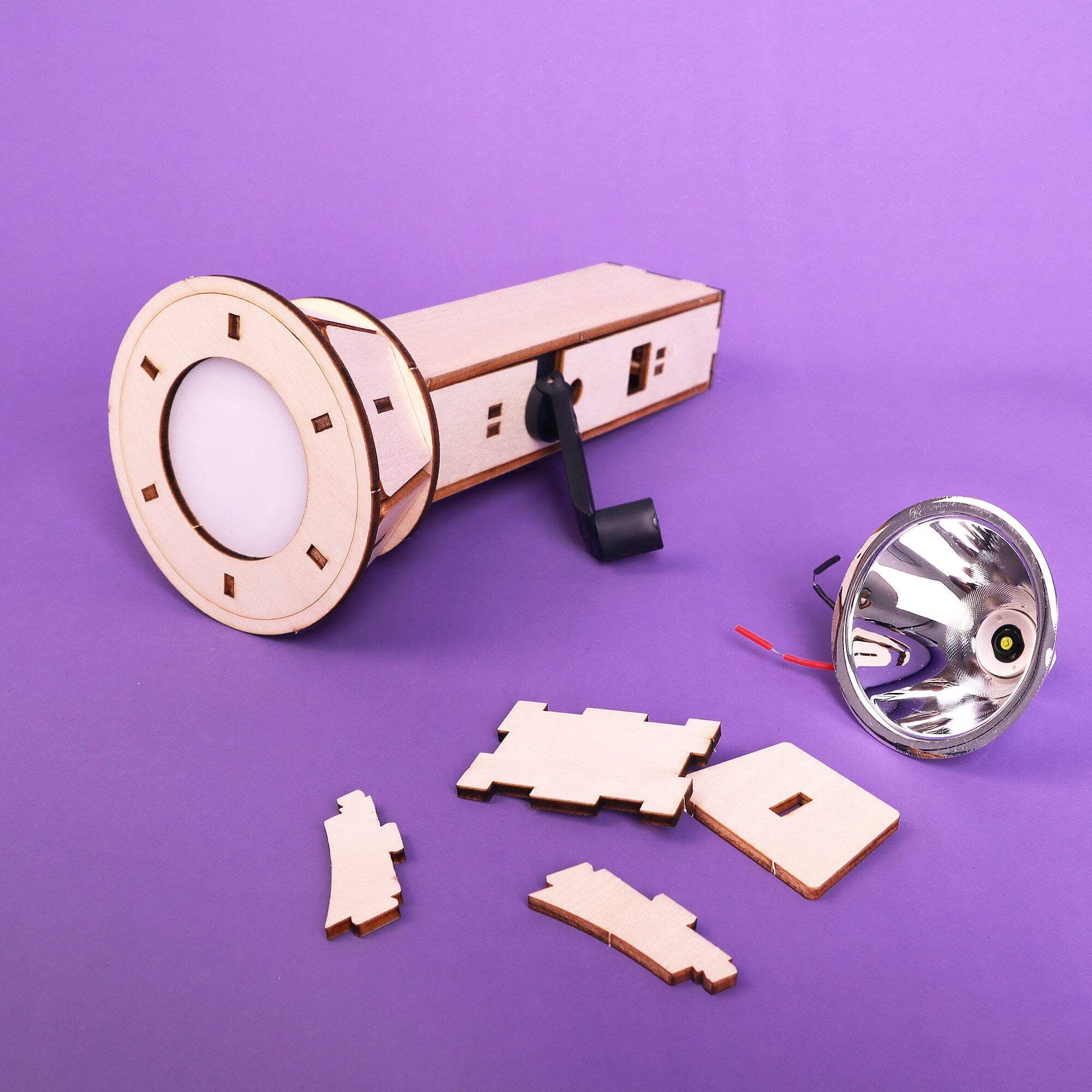 Hand-Crank Flashlight DIY Kit, Educational STEM Toy, Educational STEM