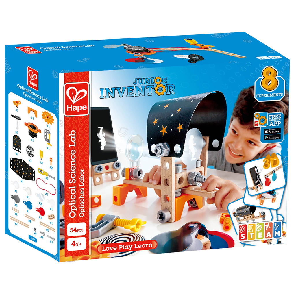 Hape: Junior Inventor: Optical Science Lab - 54pcs, Wooden Building To