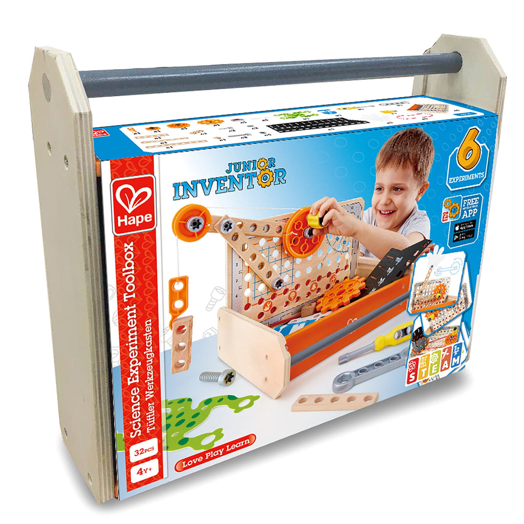 Hape: Junior Inventor: Science Experiment Toolbox - 32pc, Wooden Build