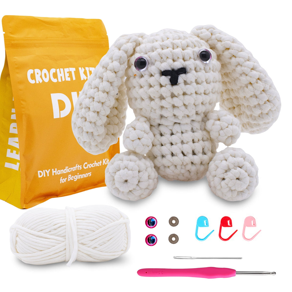 HearthLoop Beginner Crochet Kit – Bunny Amigurumi with Yarn, Hook &