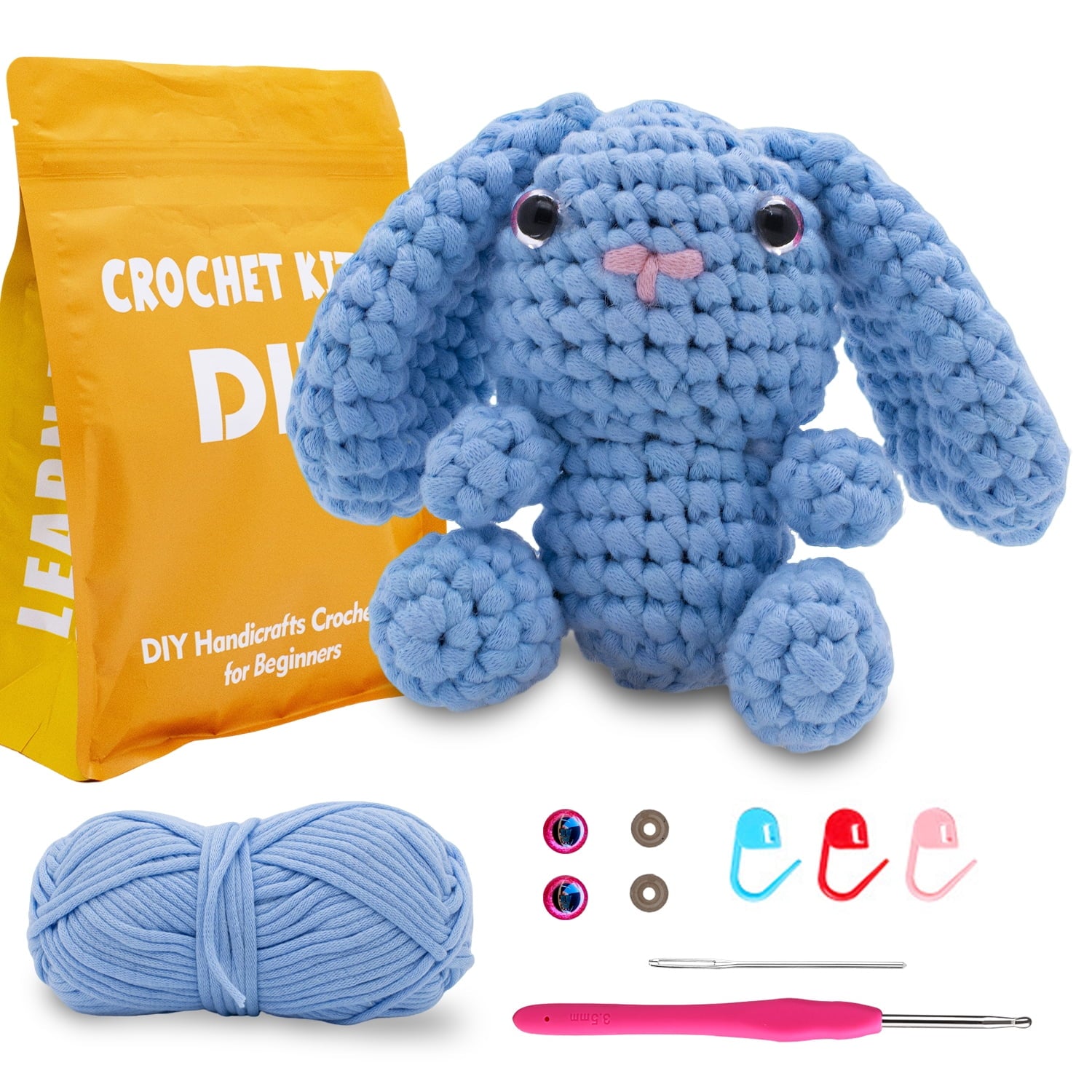 HearthLoop Beginner Crochet Kit – Bunny Amigurumi with Yarn, Hook &