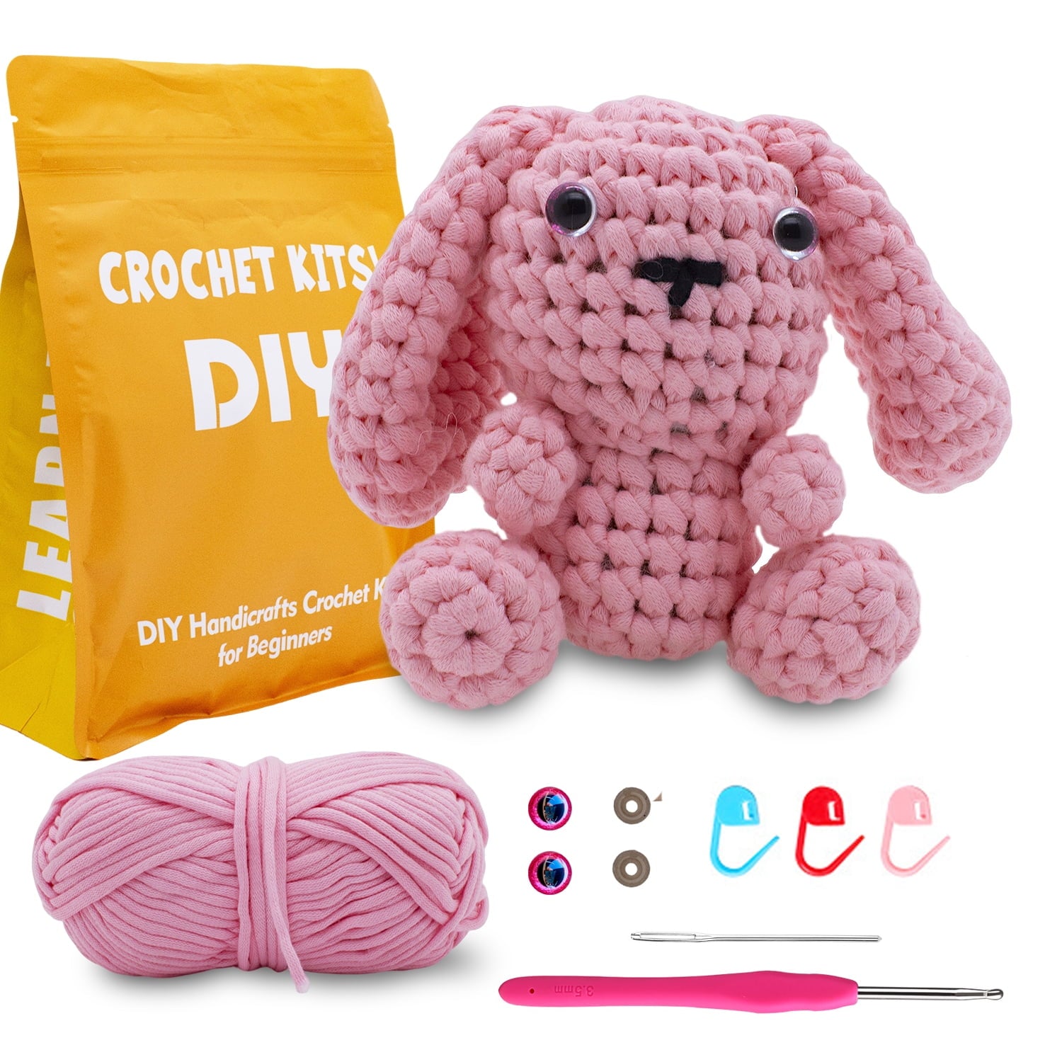 HearthLoop Beginner Crochet Kit – Bunny Amigurumi with Yarn, Hook &