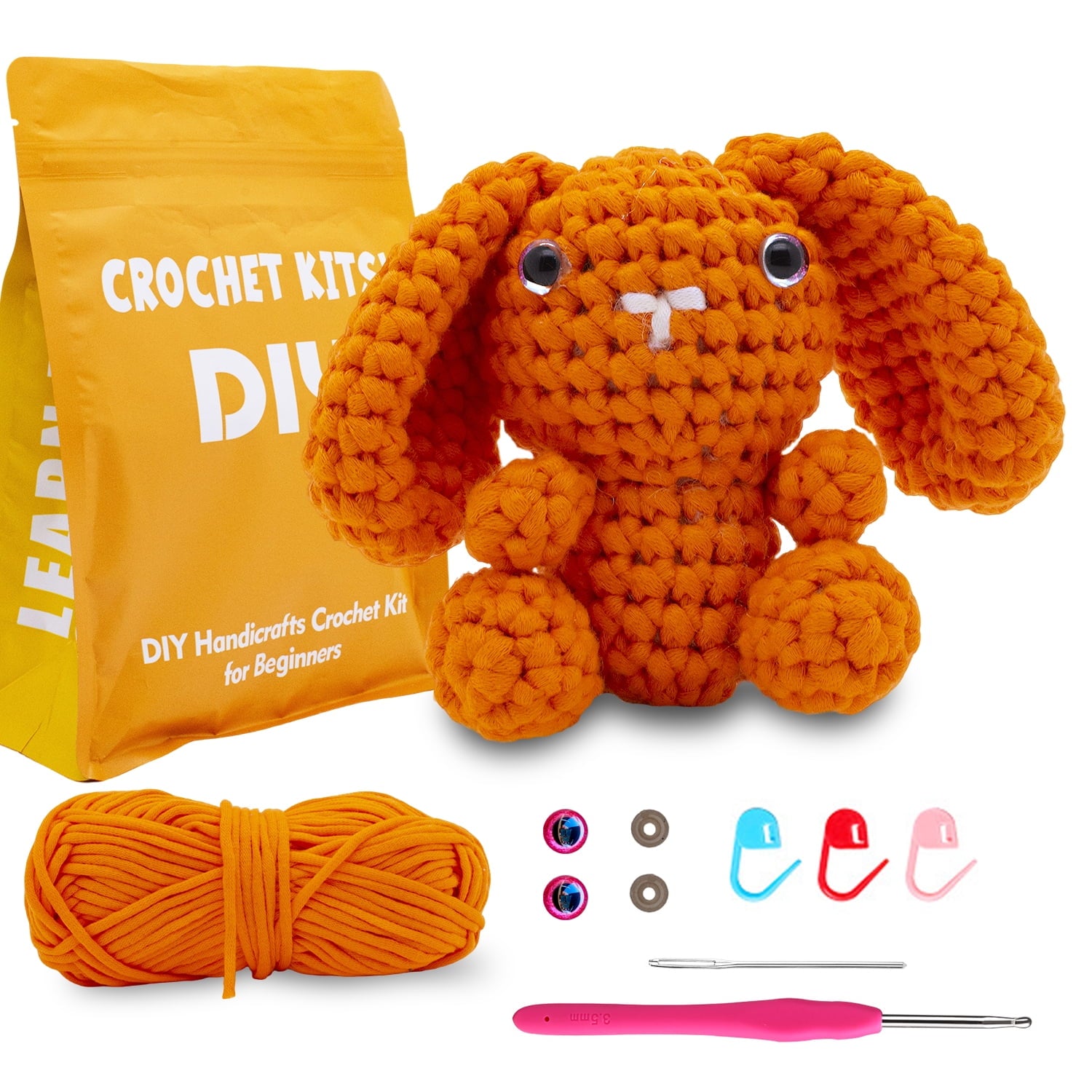 HearthLoop Beginner Crochet Kit – Bunny Amigurumi with Yarn, Hook &