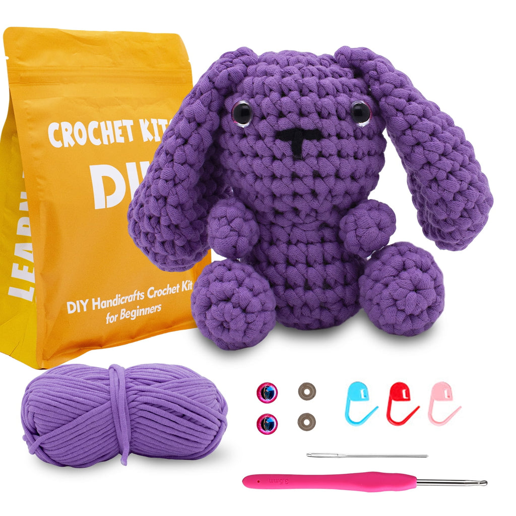 HearthLoop Beginner Crochet Kit – Bunny Amigurumi with Yarn, Hook &