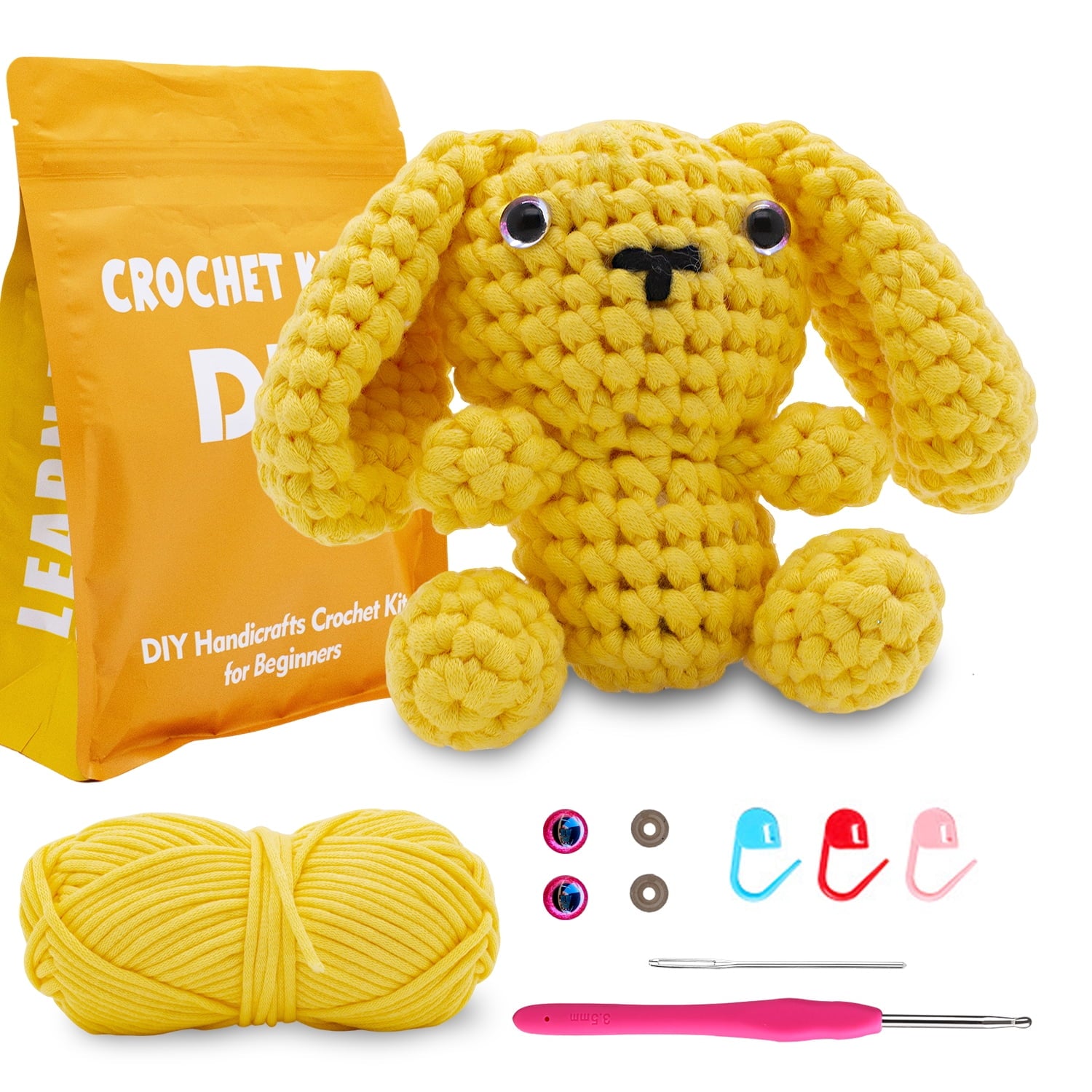 HearthLoop Beginner Crochet Kit – Bunny Amigurumi with Yarn, Hook &