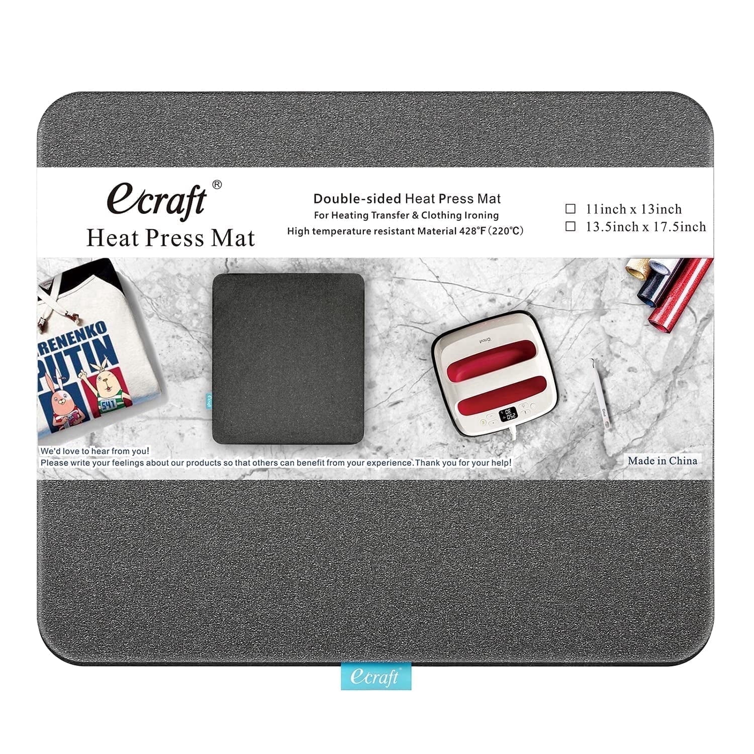 Heat Press Mat, 13" x 17" for Cricut Easypress, Double Sided Insulatio