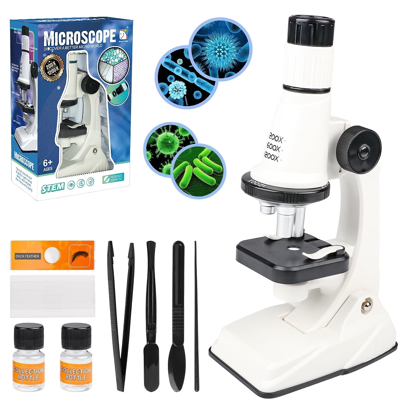 FUJILI Microscope for Kids, Science Kits for Kids Beginner STEM Micros