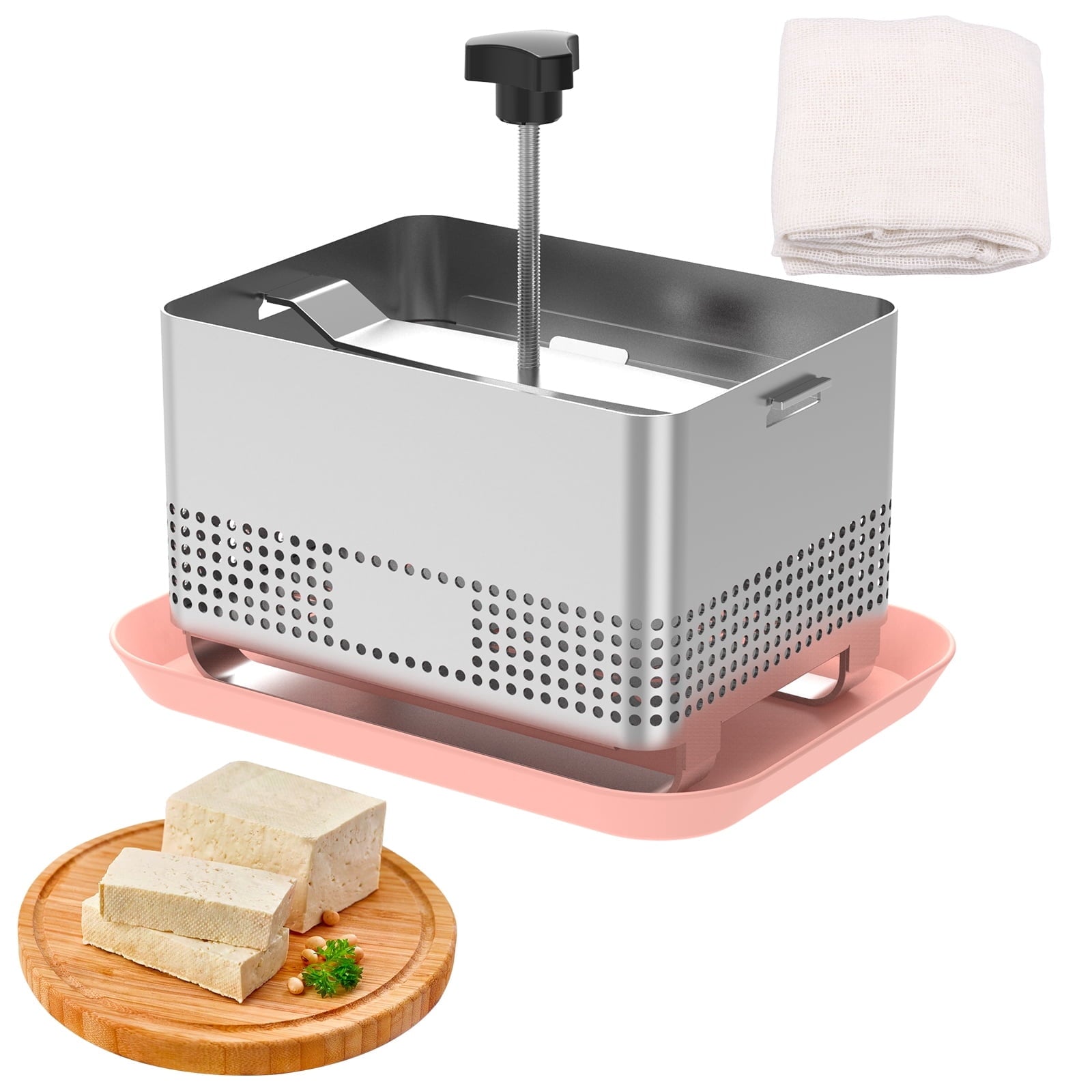 Qenwkxz Tofu Press Stainless Steel, 304 Stainless Steel Cheese Press,