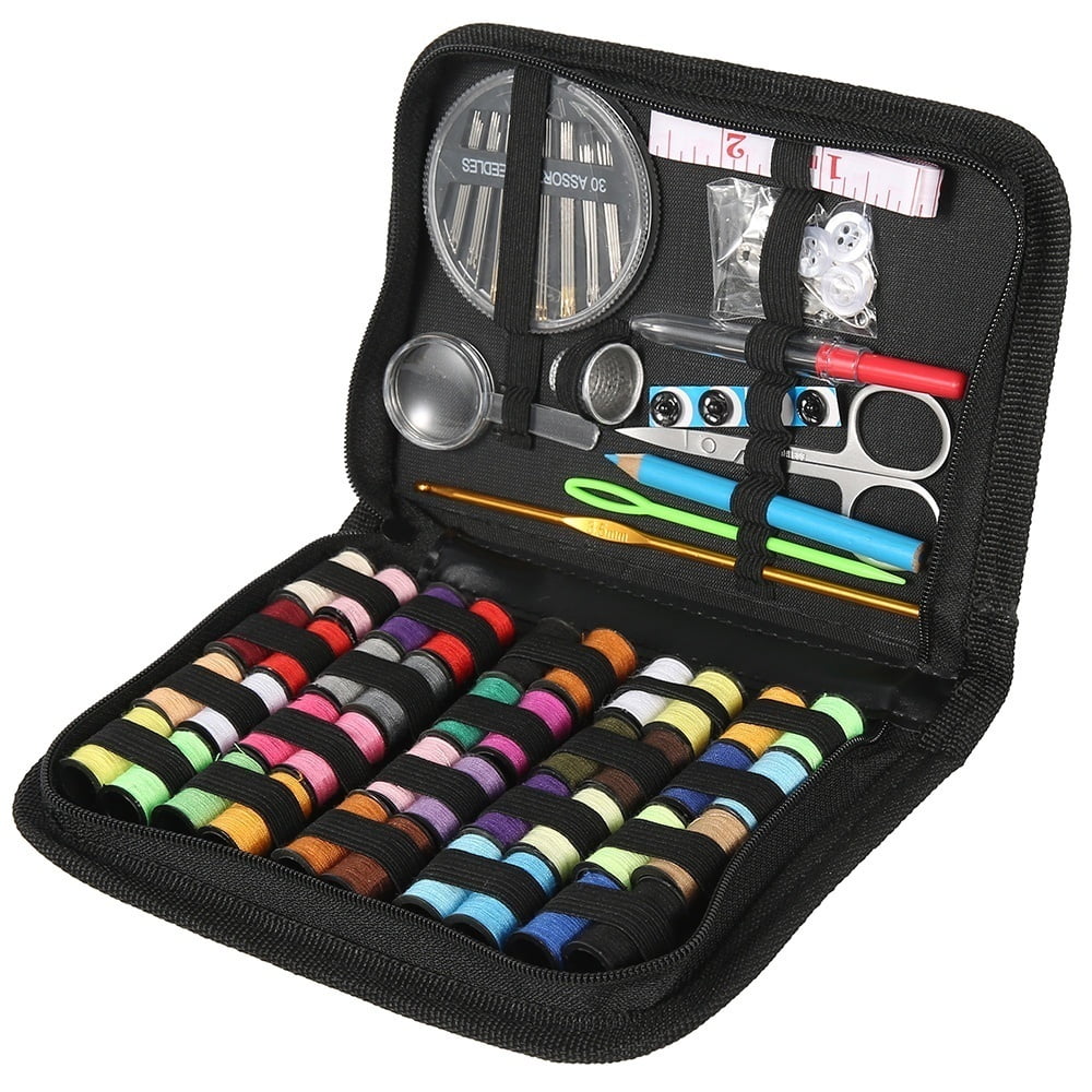 Jetcloudlive 128pcs Portable Travel Sewing Box Kit Needles Thread Stit