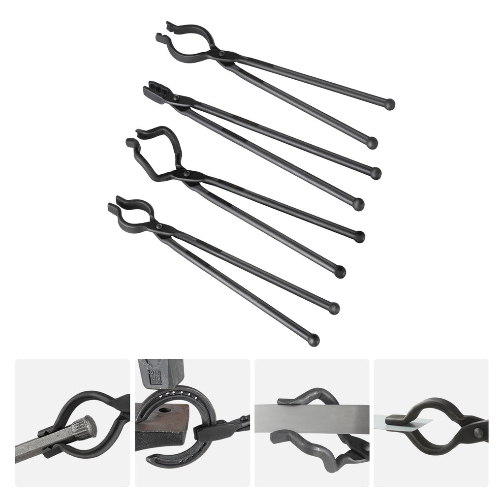 KFFKFF Blacksmith Tongs 18” 4 PCS V-Bit Bolt Wolf Jaw Z V-Bit Grippi