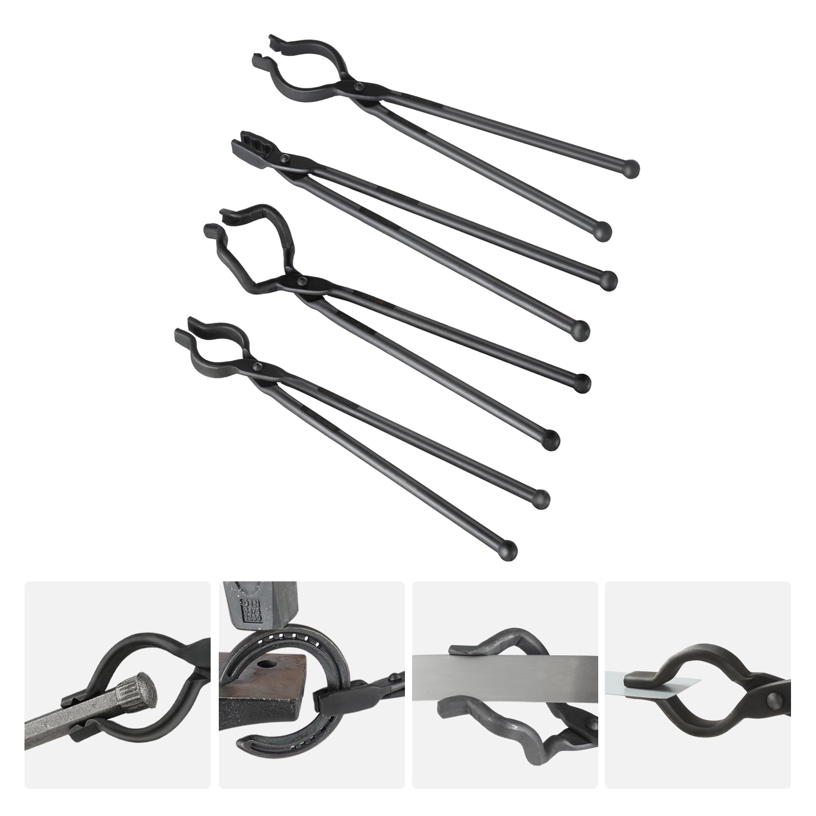 KFFKFF Blacksmith Tongs 18” 4 PCS V-Bit Bolt Wolf Jaw Z V-Bit Grippi