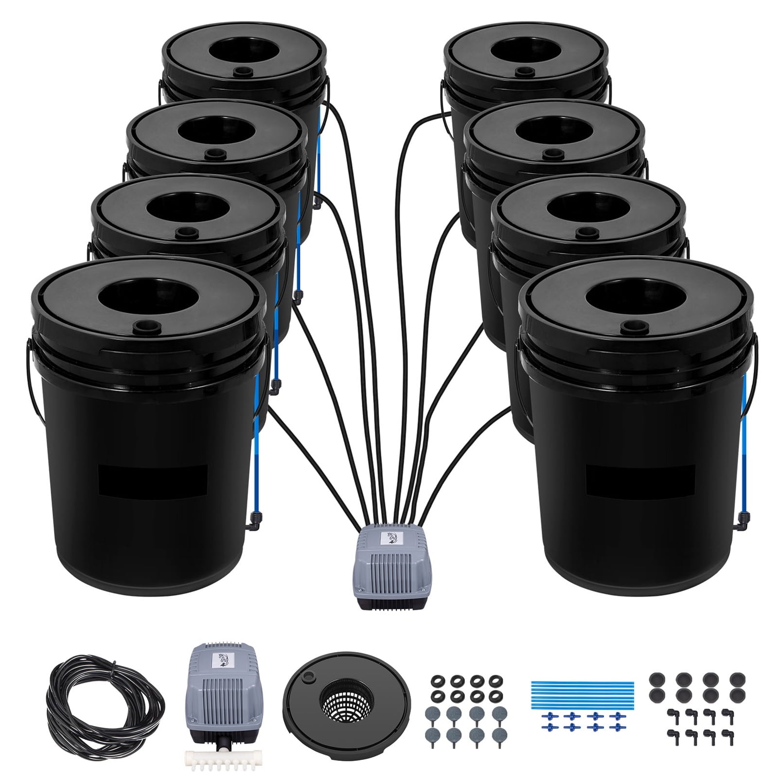 KFFKFF DWC Hydroponic System, 5 Gallon 8 Buckets, Deep Water Culture G