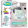 KOALA Printable Vinyl Sticker Paper 8.5x14, Waterproof, Matte White fo