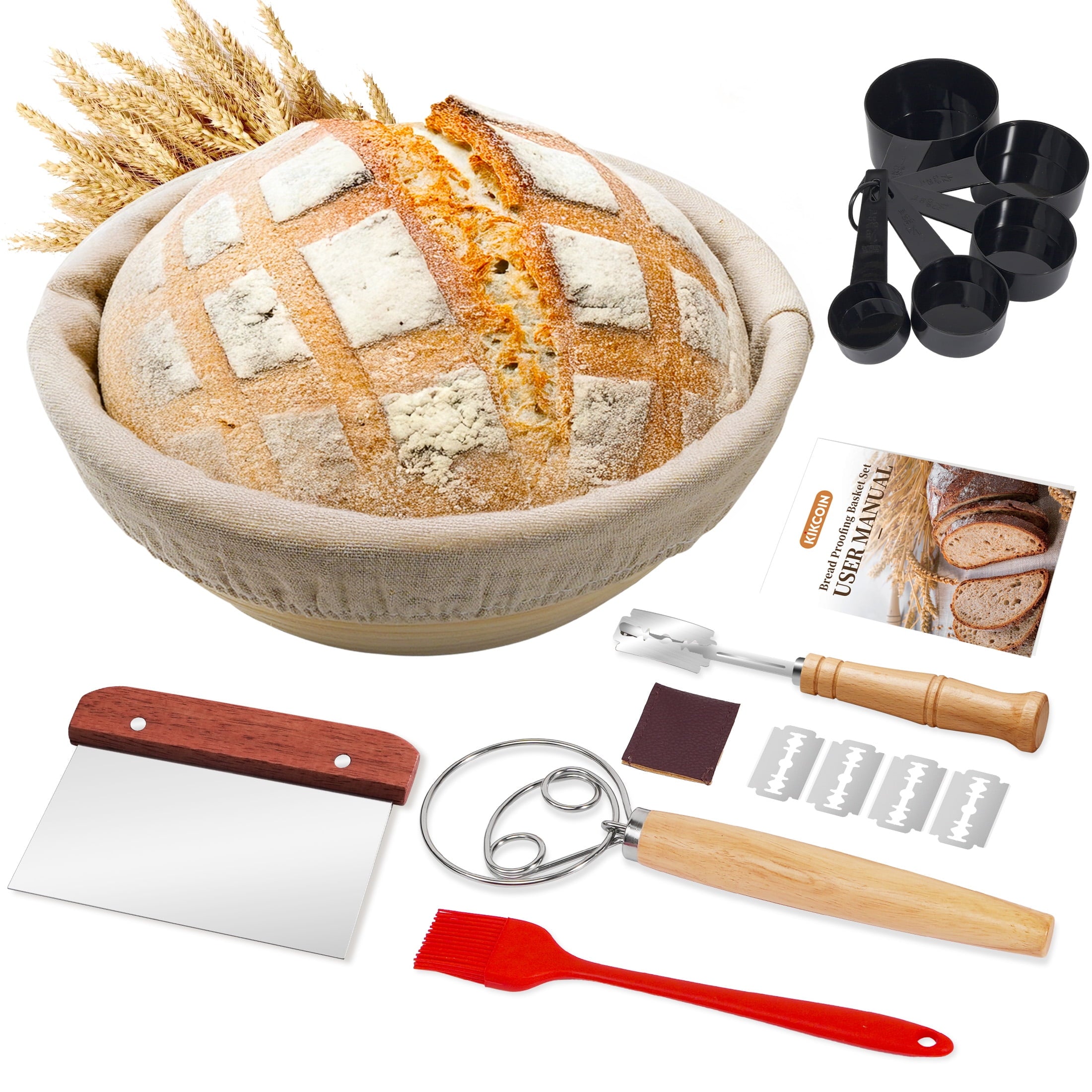 Kikcoin Bread Proofing Basket, 9 Inch Round Sourdough Proofing Basket