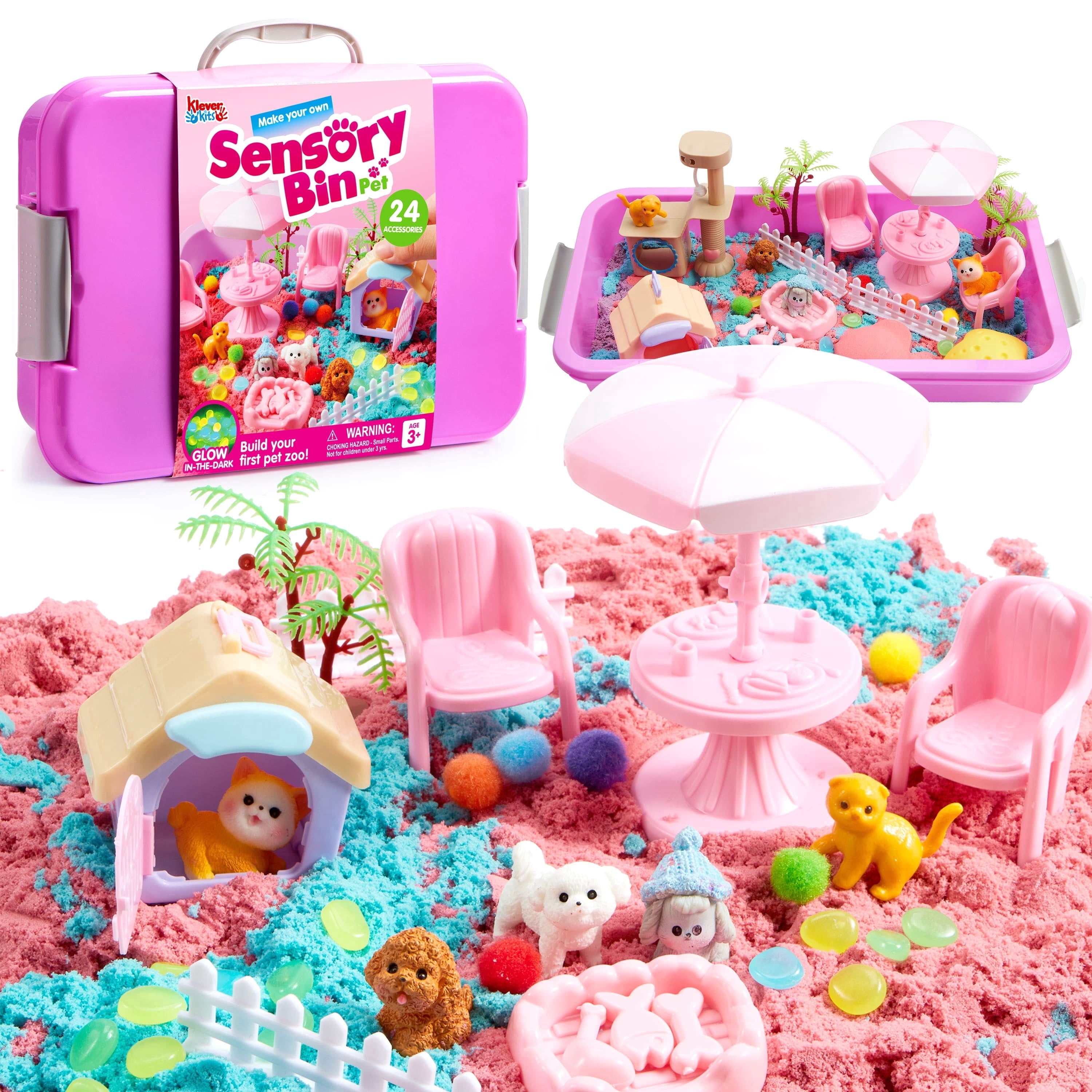Construction Sensory Bin with Glow-in-The-Dark Stones
