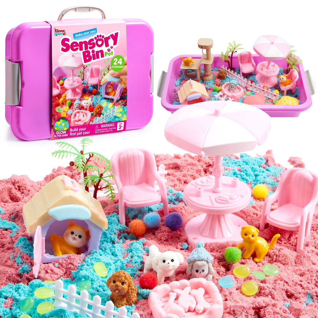 Construction Sensory Bin with Glow-in-The-Dark Stones