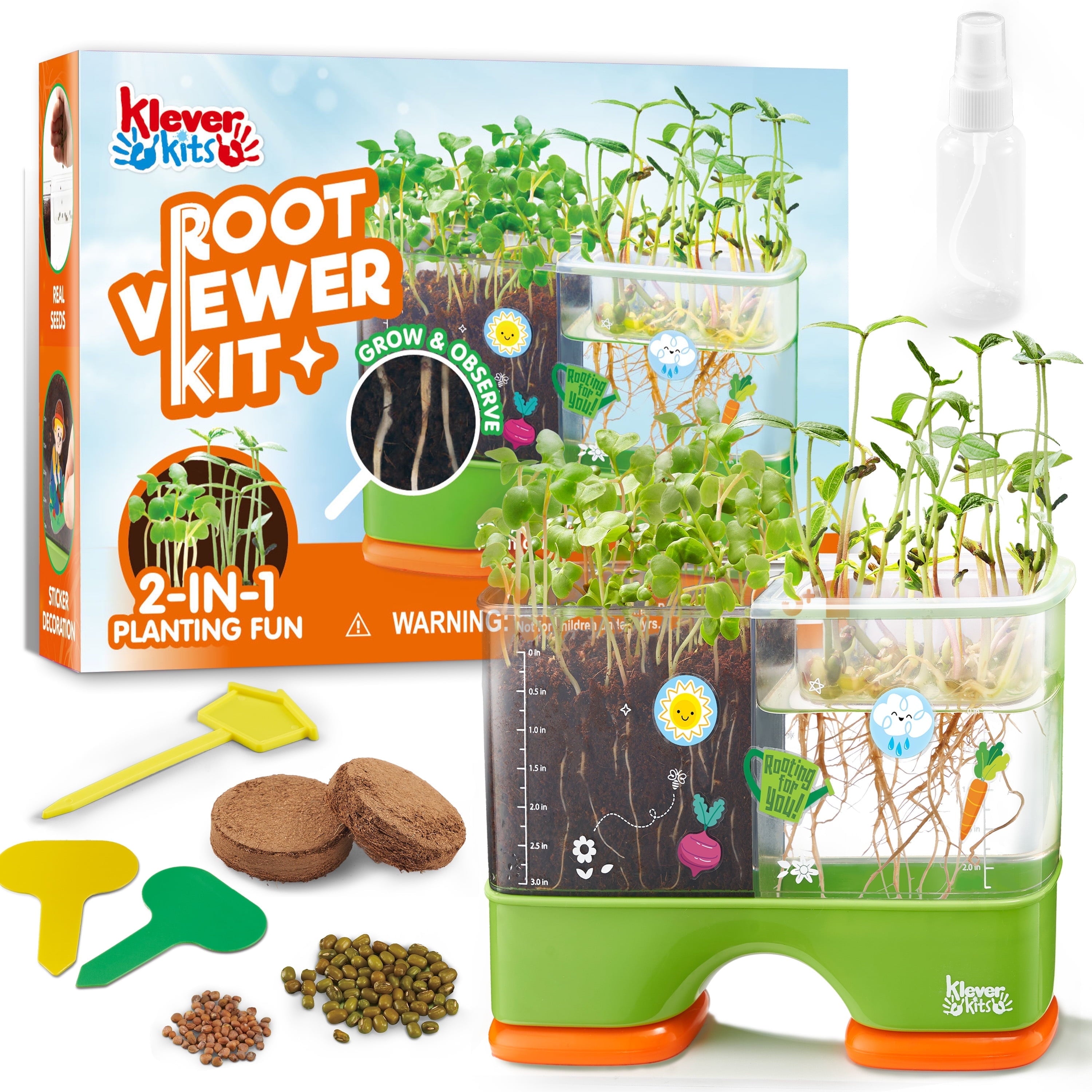Klever Kits 2 in 1 Root Viewer Kit - Grow Your Own Plant, Educational