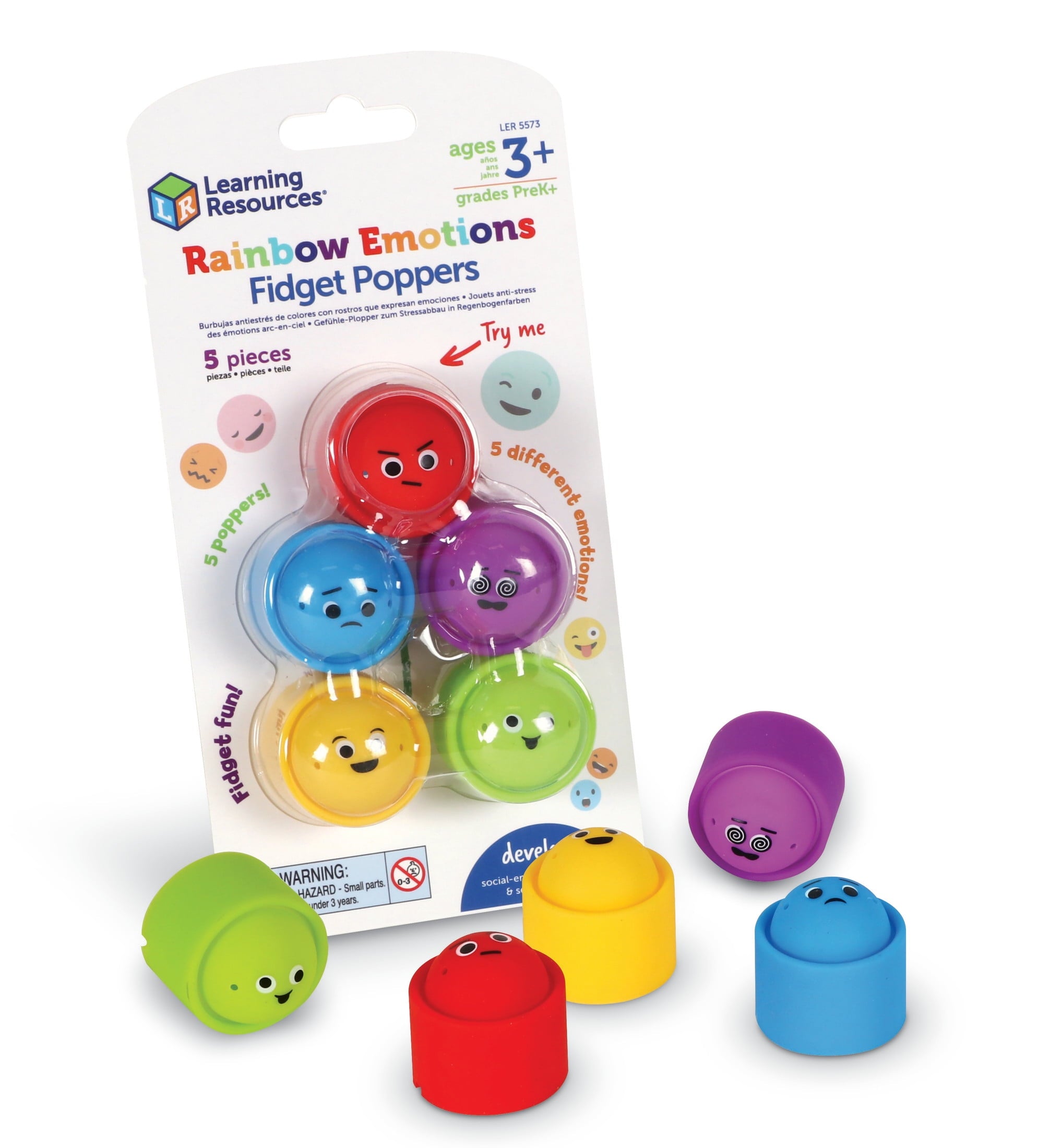 Learning Resources Rainbow Emotion Fidget Poppers, Social-Emotional Le