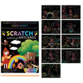 Magic Scratch Art Paper Set, 9 Sheets with Wooden Stylus for Creative