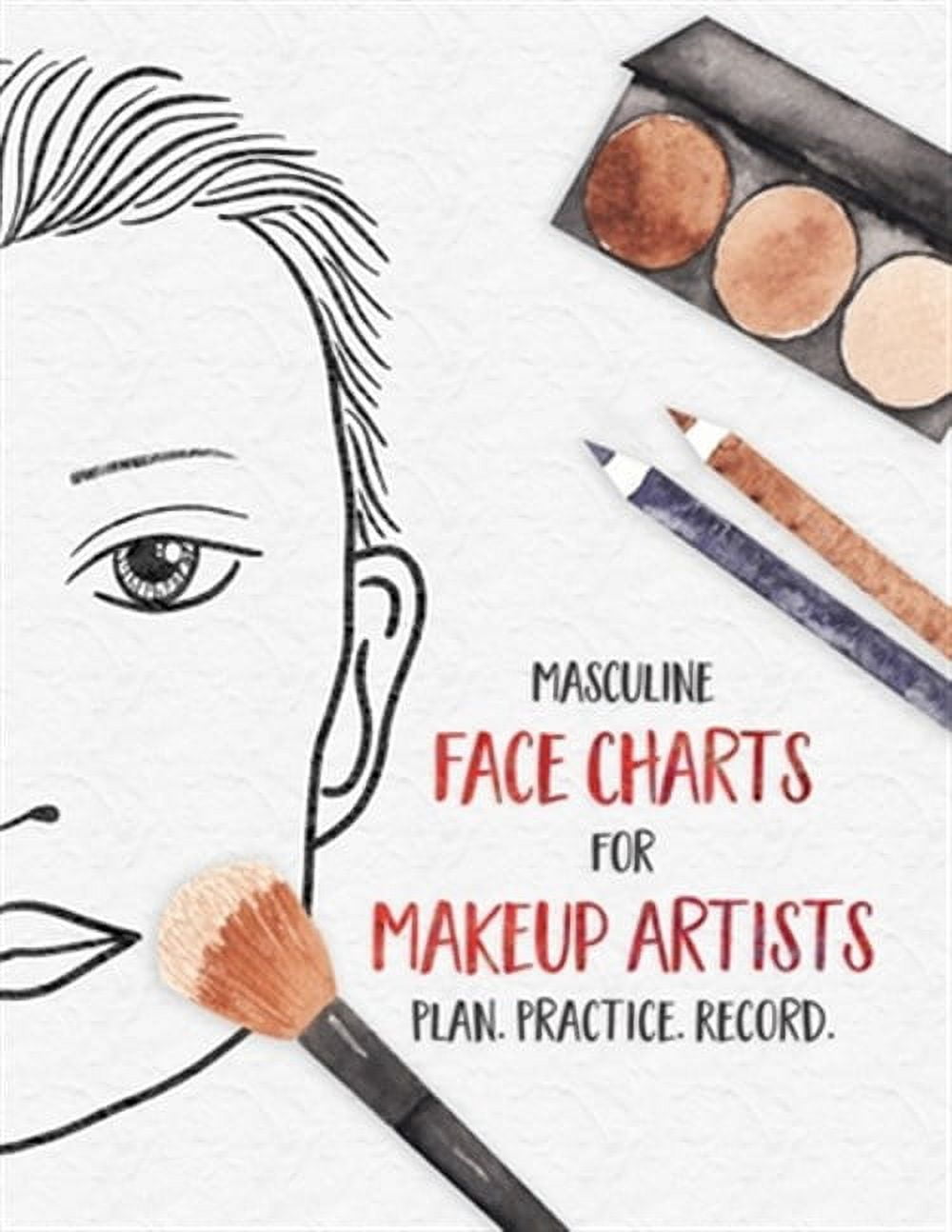 Masculine Face Charts for Makeup Artists - Plan. Practice. Record.: Fa
