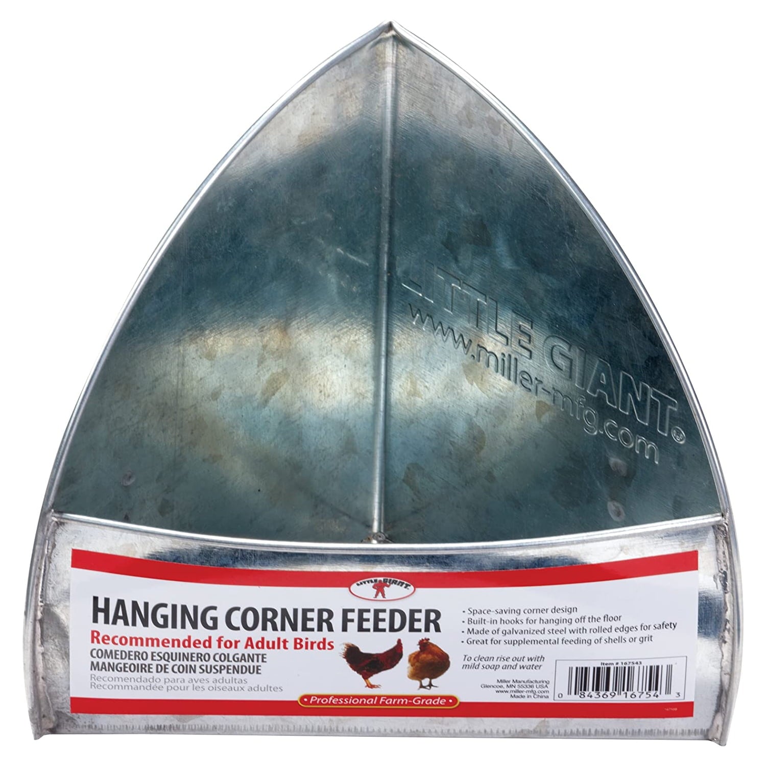 Miller Manufacturing Company Hanging Corner Chicken & Poultry Feeder,