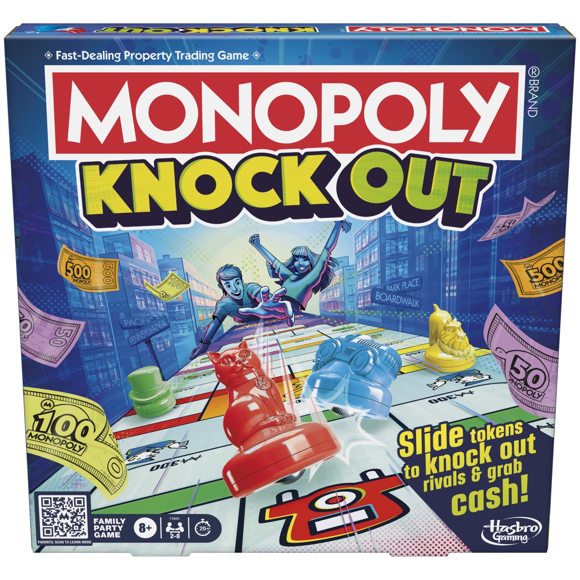 Monopoly Knockout Family Party Game, Quick-Playing Board Games for Age