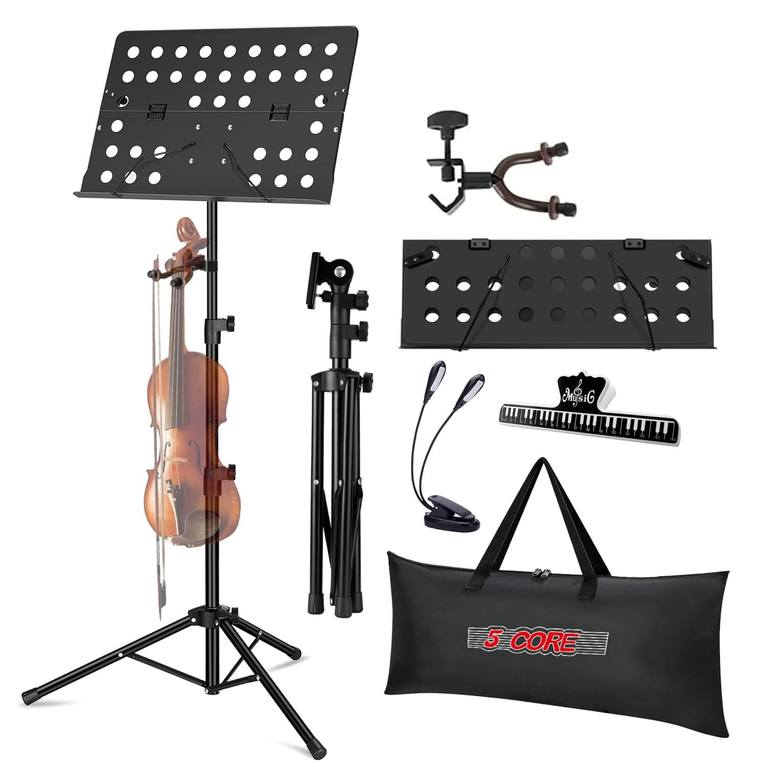 Adjustable Height Music Stand with Lightweight Foldable Design & Page