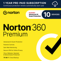 Norton 360 Premium, Antivirus, 10 Devices, 1 Year Subscription, PC/Mac