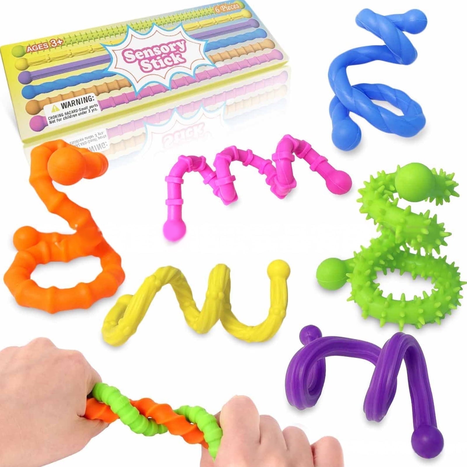 6 Pack Sensory Toys Sticks Stretchy