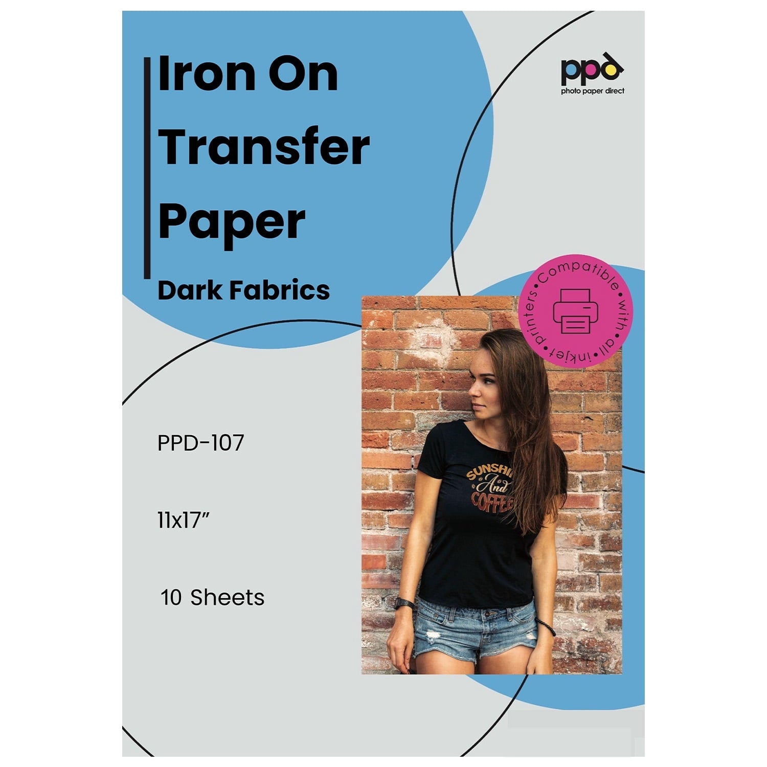 PPD 10 Sheets 11x17" - Inkjet Iron-on Heat Transfer Paper for Black &