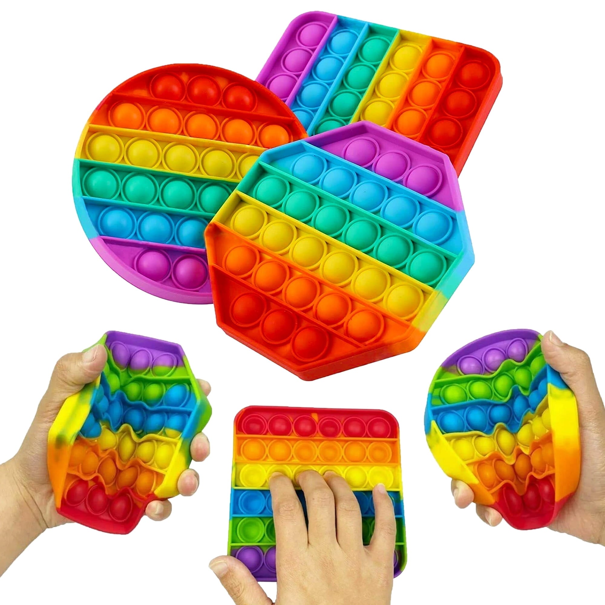 Q&Q Basics 3 Pop Push Fidget Toy, Bubble It Sensory Stress Ball, Multi