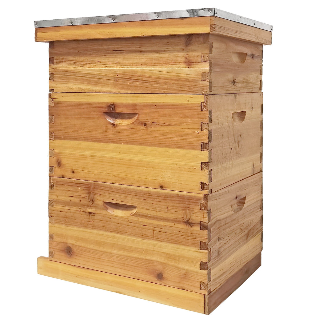RJFKSNC 10-Frame Langstroth Beehive Kit, 3-Layer Beeswax Coated Bee Hi