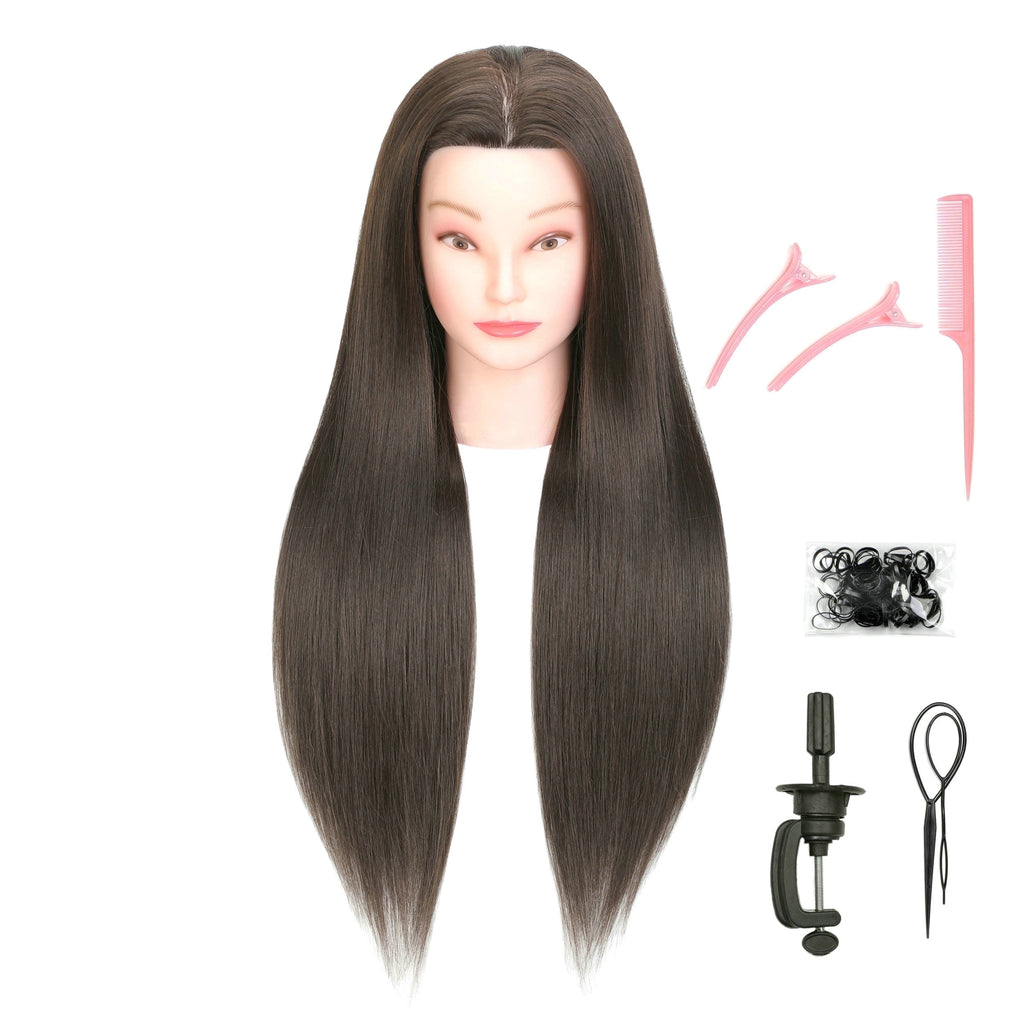 RYHAIR 30 inches Long 80% Human Hair Mannequin Head for Practice Braid