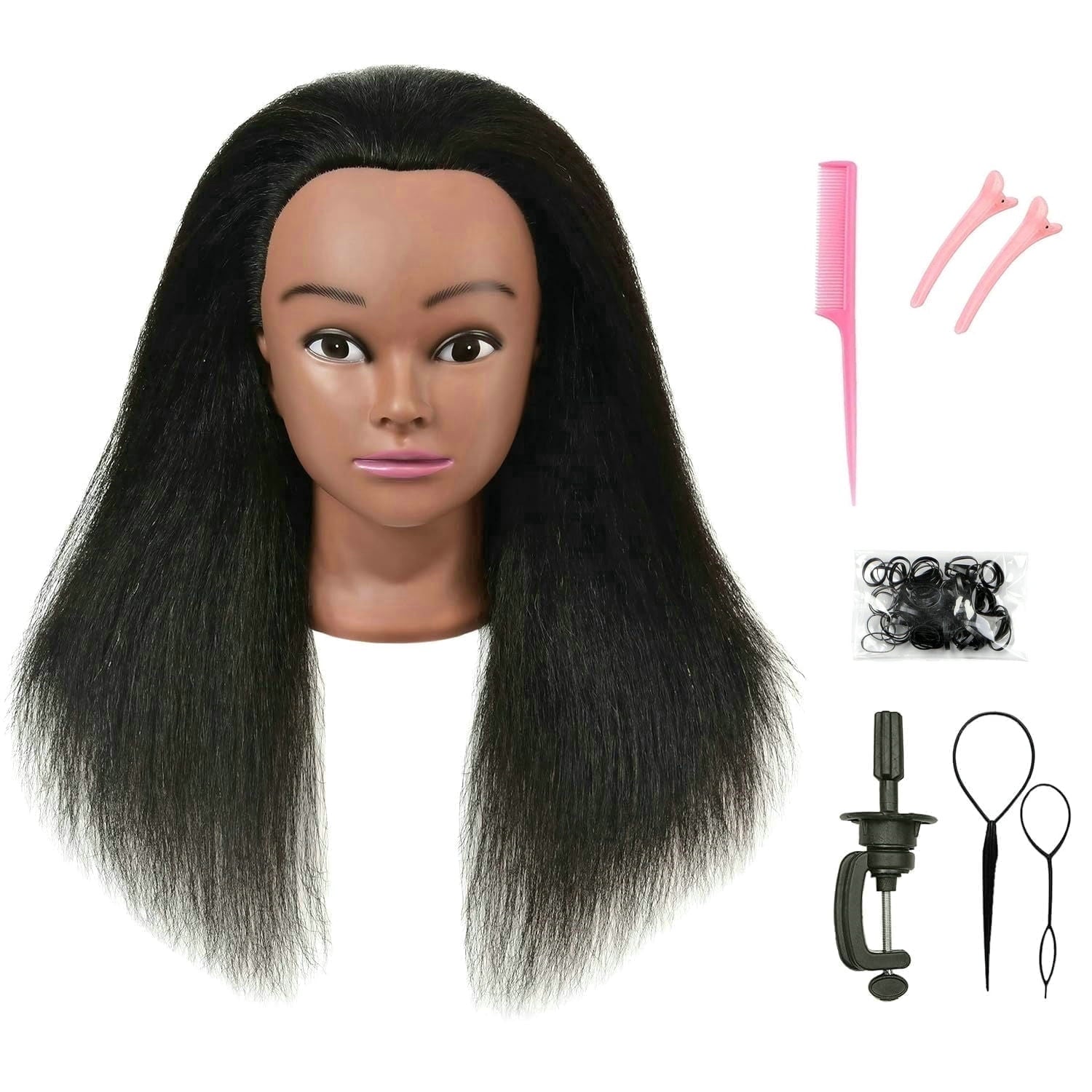 RYHAIR African American Mannequin Head 100% Human Hair for Practice Br