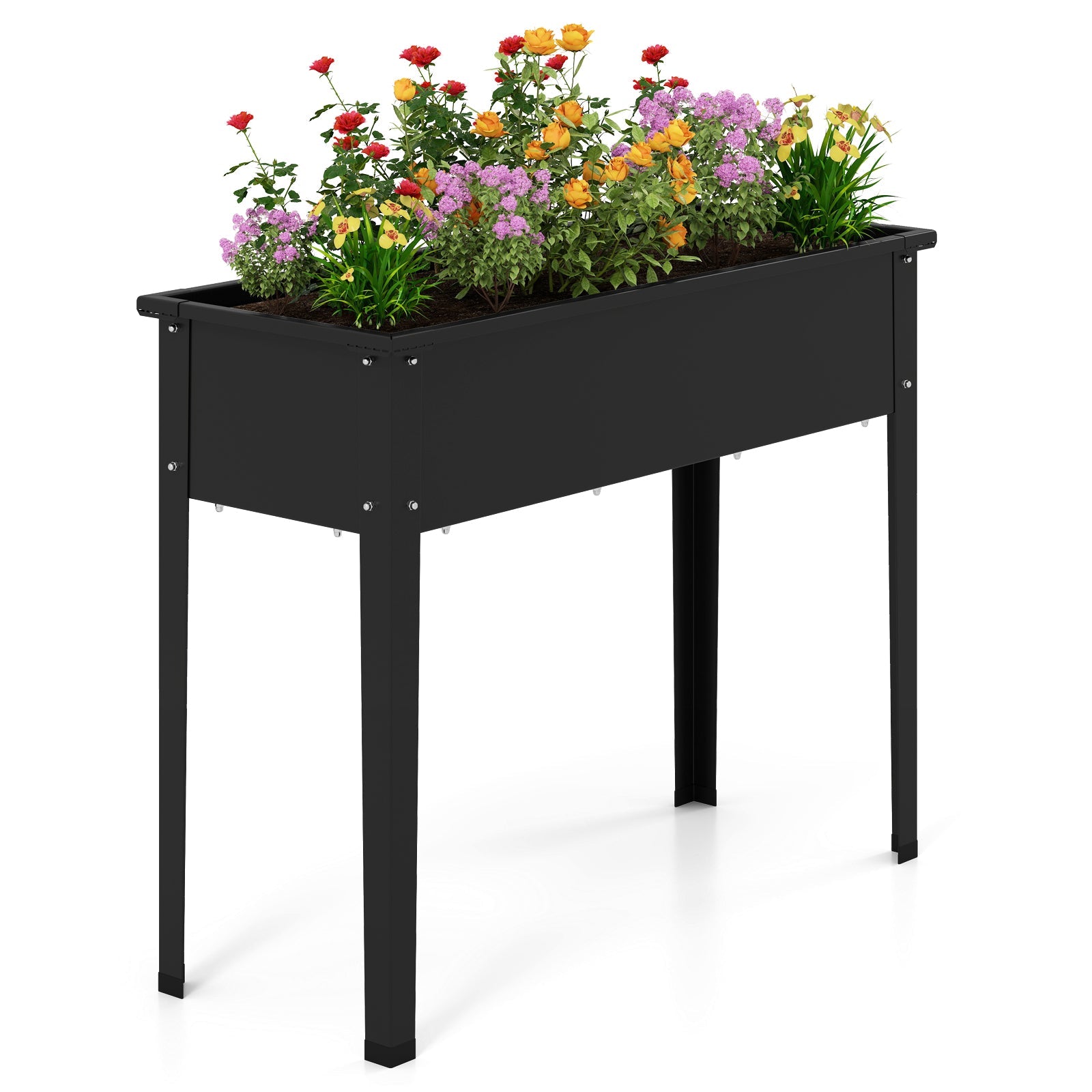 Raised Garden Bed Elevated Metal Planter Box with Legs Drainage Holes