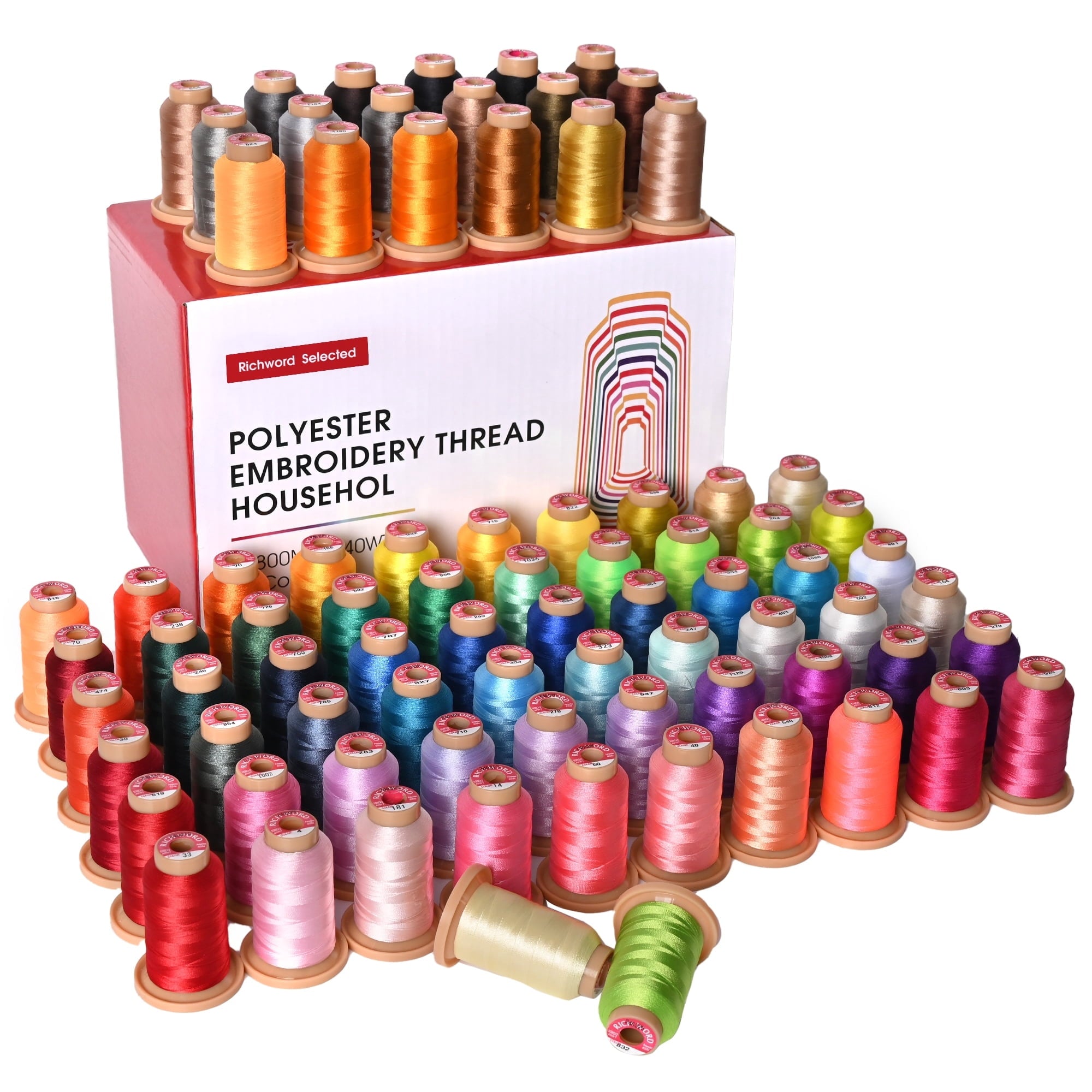 RICHWORD Embroidery Thread 40 Colors, 800M (874Y) Polyester Thread Kit