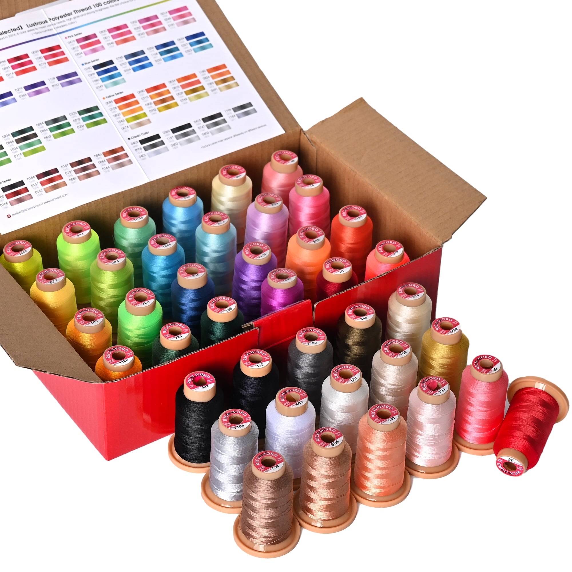 RICHWORD Embroidery Thread 40 Colors, 800M (874Y) Polyester Thread Kit