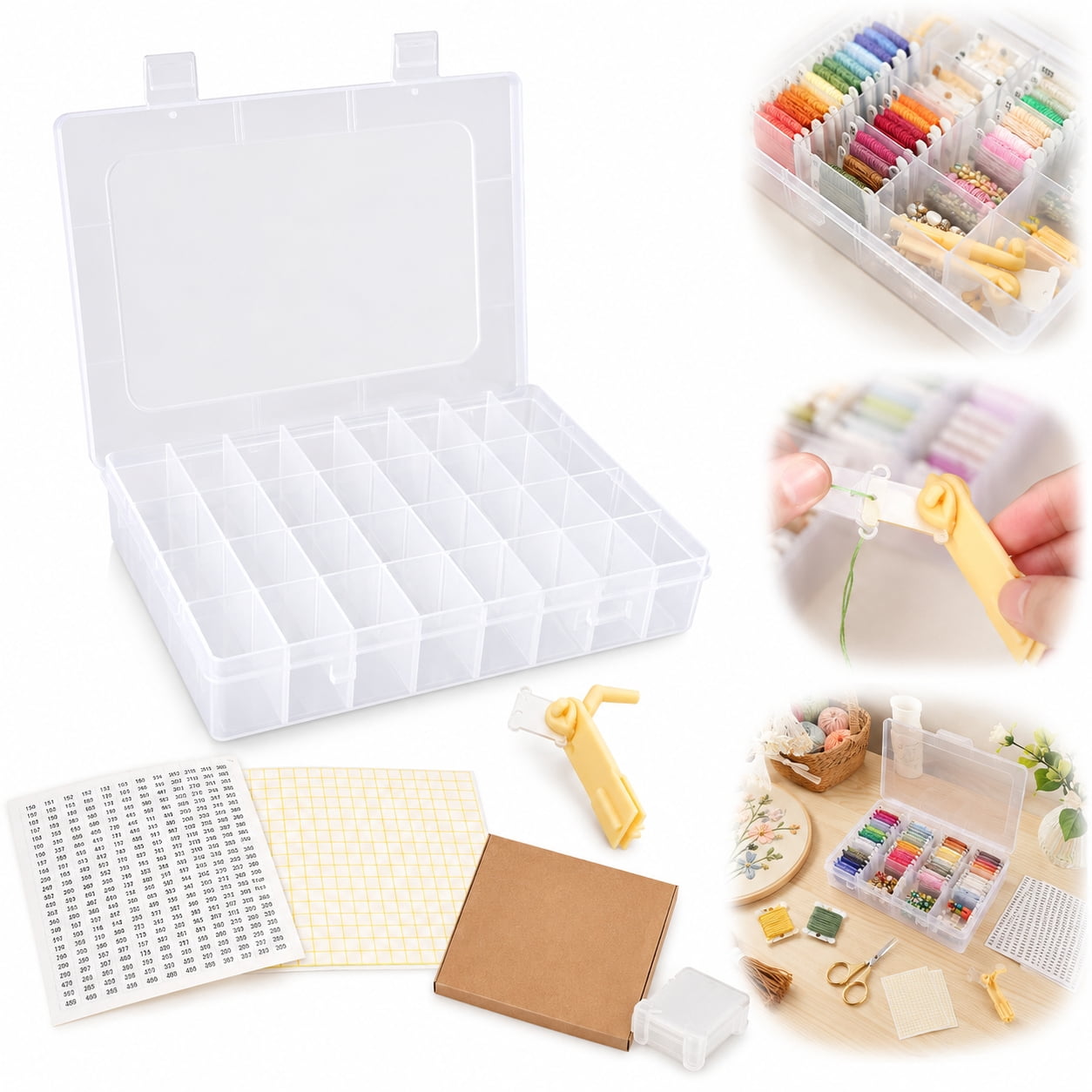 Rongsi Embroidery Floss Organizer Set, Cross Stitch Thread Storage Box