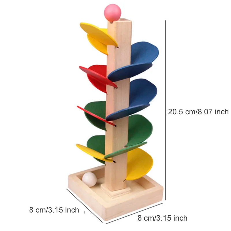 Montessori Wooden Educational Toy - Mini Colorful Tree Marble Ball Run
