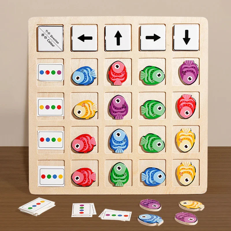 Montessori Wooden Board Game – Educational Logic & Color Toy