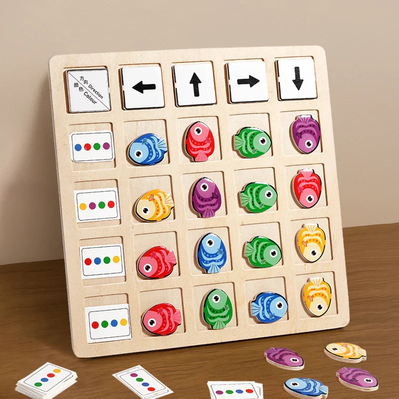 Montessori Wooden Board Game – Educational Logic & Color Toy